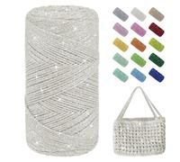 Uiopa Fil Macramé 1,5mm x 280m Fil Crochet Brillant pour Sac, Coton à Crocheter Corde Macramé pour Paniers, Décoration, Bricolage, Artisanat (Blanc Ivoire)