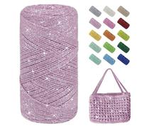 Uiopa Fil Macramé 1,5mm x 280m Fil Crochet Brillant pour Sac, Coton à Crocheter Corde Macramé pour Paniers, Décoration, Bricolage, Artisanat (Rose)