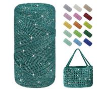 Uiopa Fil Macramé 1,5mm x 280m Fil Crochet Brillant pour Sac, Coton à Crocheter Corde Macramé pour Paniers, Décoration, Bricolage, Artisanat (Vert Paon)