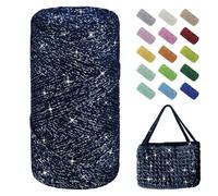 Uiopa Fil Macramé 1,5mm x 280m Fil Crochet Brillant pour Sac, Coton à Crocheter Corde Macramé pour Paniers, Décoration, Bricolage, Artisanat (Bleu Marine)