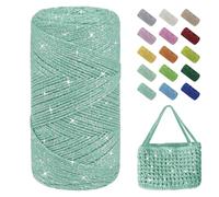 Uiopa Fil Macramé 1,5mm x 280m Fil Crochet Brillant pour Sac, Coton à Crocheter Corde Macramé pour Paniers, Décoration, Bricolage, Artisanat (Bleu Aqua)