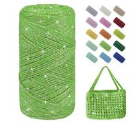 Uiopa Fil Macramé 1,5mm x 280m Fil Crochet Brillant pour Sac, Coton à Crocheter Corde Macramé pour Paniers, Décoration, Bricolage, Artisanat (Vert Fruit)