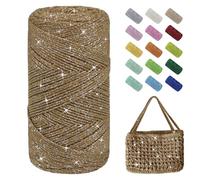 Uiopa Fil Macramé 1,5mm x 280m Fil Crochet Brillant pour Sac, Coton à Crocheter Corde Macramé pour Paniers, Décoration, Bricolage, Artisanat (Café Clair)