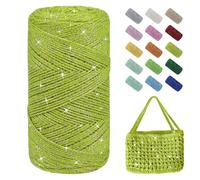 Uiopa Fil Macramé 1,5mm x 280m Fil Crochet Brillant pour Sac, Coton à Crocheter Corde Macramé pour Paniers, Décoration, Bricolage, Artisanat (Vert Jaune)