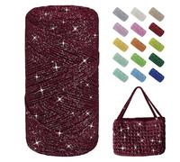 Uiopa Fil Macramé 1,5mm x 280m Fil Crochet Brillant pour Sac, Coton à Crocheter Corde Macramé pour Paniers, Décoration, Bricolage, Artisanat (Rouge Foncé)