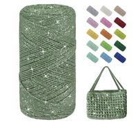 Uiopa Fil Macramé 1,5mm x 280m Fil Crochet Brillant pour Sac, Coton à Crocheter Corde Macramé pour Paniers, Décoration, Bricolage, Artisanat (Vert Matcha)