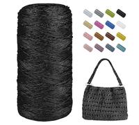 Uiopa Fil Macramé 1mm x 480m Fil Crochet Métallique pour Sac au Crochet, Ficelle Corde Brillant a Crocheter pour Paniers, Pendentifs, Décoration, Bricolage (Noir)