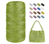 Uiopa Fil Macramé 1mm x 480m Fil Crochet Métallique pour Sac au Crochet, Ficelle Corde Brillant a Crocheter pour Paniers, Pendentifs, Décoration, Bricolage (Vert)
