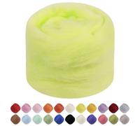 Uiopa Laine a Feutrer, 50g Pelote de Laine Feutrée, Grosse Laine de Feutrer Jaune Fluorescent de Feutrer Laine Cardée pour Feutrage à l'Aiguille, Feutrage Humide, Décoration, Bricolage