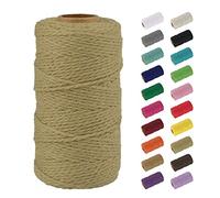 Uiopa Macrame Corde 2mm x 100m, Naturel Fil Macramé Fil de Coton Ficelle Corde, DIY Cordelette pour Tressée, Tapisserie de Plante, Tenture Murale, Cadeau Décoration, Emballage (Jaune clair)