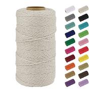 Uiopa Macrame Corde 2mm x 100m, Naturel Fil Macramé Fil de Coton Ficelle Corde, DIY Cordelette pour Tressée, Tapisserie de Plante, Tenture Murale, Cadeau Décoration, Emballage (Naturel)