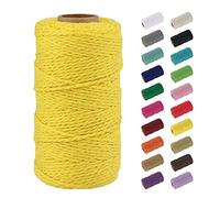 Uiopa Macrame Corde 2mm x 100m, Naturel Fil Macramé Fil de Coton Ficelle Corde, DIY Cordelette pour Tressée, Tapisserie de Plante, Tenture Murale, Cadeau Décoration, Emballage (Jaune)
