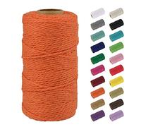 Uiopa Macrame Corde 2mm x 100m, Naturel Fil Macramé Fil de Coton Ficelle Corde, DIY Cordelette pour Tressée, Tapisserie de Plante, Tenture Murale, Cadeau Décoration, Emballage (Orange)