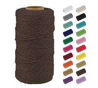 Uiopa Macrame Corde 2mm x 100m, Naturel Fil Macramé Fil de Coton Ficelle Corde, DIY Cordelette pour Tressée, Tapisserie de Plante, Tenture Murale, Cadeau Décoration, Emballage (Café)