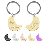 Uiopa Médaille Chien avec Gravée, Médaille d'Identification Forme de Lune, Pendentif Chien Personnalisé en Acier Inoxydable avec Nom et Numéro de Téléphon pour Chien et Chat (Petit, Or)