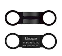 Uiopa Medaille Chien avec Gravure Personnalisé 2 Paquets, Acier Inoxydable de Medaille Chat avec Gravure Médaille D’identification Chien pour Chien/Chat Petite Taille, Personnalisable (Noir, L)