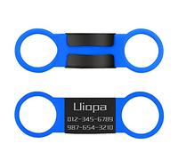 Uiopa Medaille Chien avec Gravure Personnalisé 2 Paquets, Acier Inoxydable de Medaille Chat avec Gravure Médaille D’identification Chien pour Chien/Chat Petite Taille, Personnalisable (Bleu, L)
