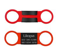 Uiopa Medaille Chien avec Gravure Personnalisé 2 Paquets, Acier Inoxydable de Medaille Chat avec Gravure D'identification pour Chien/Chat Petite Taille, Personnalisable (Rouge, L)