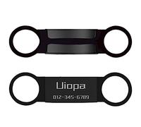 Uiopa Medaille Chien avec Gravure Personnalisé 2 Paquets, Acier Inoxydable de Medaille Chat avec Gravure Médaille D’identification Chien pour Chien/Chat Petite Taille, Personnalisable (Noir, S)