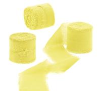 Uiopa Ruban Cadeau Jaune 4cm x 15m Ruban Mousseline de Soie Ruban Tissu Décoratif Ruban Mariage pour Invitations, Bouquets, Décoration de Table, Artisanat