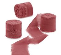 Uiopa Ruban Cadeau Pâte de Haricot Rouge 4cm x 15m Ruban Mousseline de Soie Ruban Tissu Décoratif Ruban Mariage pour Invitations, Bouquets, Décoration de Table, Artisanat