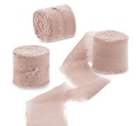 Uiopa Ruban Cadeau Rose Pâte d'Haricot 4cm x 15m Ruban Mousseline de Soie Ruban Tissu Décoratif Ruban Mariage pour Invitations, Bouquets, Décoration de Table, Artisanat