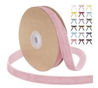 Uiopa Ruban Rose Clair 20mm x 9m Ruban Velours, Rubans Tissu en Velours pour Emballage Cadeau, Couronnes, Mariage, Fête, Décoration, Artisanat