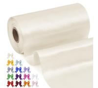 Uiopa Ruban Satin Beige 20cm x 20m Ruban Large en Tissu Polyester pour Emballage Cadeau, Mariage, Bouquets, Arche de Voiture, Chaises, Bricolage