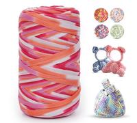 Uiopa T-Shirt Yarn, 300g/150m Chunky Fil Polyester pour Sac au Crochet, Fil Crochet Tshirt Yarn pour Sacs, Paniers, Tapis, Bricolage, Artisanat