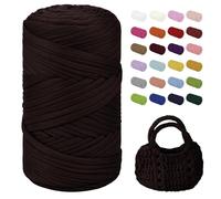Uiopa Tshirt Yarn, 400g/150m Fil Polyester pour Sac au Crochet, Fil Crochet Trapilho Chunky Yarn pour Paniers, Décoration, Artisanat, Bricolages (Café)