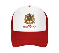 UIOPPIOS Emblème Doré du Royaume du Maroc avec Drapeau du Maroc Casquette Trucker Papa Casquette Trucker Casquette Snapback Casquettes Casquettes De Baseball en Maille