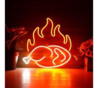 UIOPPOI Enseigne au néon LED de poulet, restaurant de magasin de poulet avec décoration de flamme, néon LED en Silicone flexible, Large, Acrylic