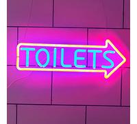 UIOPPOI Enseigne au néon LED flèche de Toilette, indicateur d'entrée de WC de Toilettes, lumières de Nuit Lumineuses à Suspendre au Mur, Droite, 40x15cm