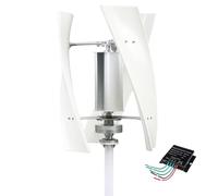 UIOPPOI Kit Complet d'éolienne Verticale 12 V/24 V/48 V/110 V/220 V, éolienne 14 000 W avec contrôleur MPPT, 3 pales, pour Bateau de Camping-Car, terrasse, blanc-220 V