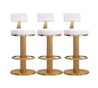 UIOPPOI Lot de 3 tabourets de Bar Modernes pivotants en Velours, Hauteur de comptoir, chaises de Bar réglables en Hauteur pour la Maison, Le Bar, la Cuisine, l'îlot - Blanc + Or