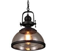 UIOPPOI Lustre en Verre Industriel, Suspension en métal Noir Edison, plafonnier Vintage pour Cuisine, îlot, Chambre à Coucher, Salle à Manger, Hall d'entrée, Salon, Suspension E27