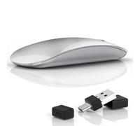 Uiosmuph G11 Souris sans Fil, 2.4 GHz avec Récepteur USB Souris Ultra Mince Souris Silence 1000-1200-1600 DPI Réglable Mouse, pour Ordinateur Portable, PC, Tablette (Argent)