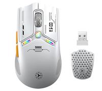 Uiosmuph V08 Souris Gaming sans Fil,2.4 G/USB-C/Bluetooth,12000 DPI,6 Boutons Programmables Ergonomique Souris, Couverture magnétique en nid d'abeille,avec prolongateur de récepteur pour PC/Mac(Blanc)