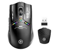 Uiosmuph V08 Souris Gaming sans Fil,2.4 G/USB-C/Bluetooth,12000 DPI,6 Boutons Programmables Ergonomique Souris, Couverture magnétique en nid d'abeille, avec prolongateur de récepteur pour PC/Mac(Noir)