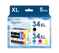 Uiprint 34XL Cartouche d'encre Compatible Epson 34 XL pour Workforce Pro WF3725DWF WF3720DWF WF-3725DWF WF-3720DWF WF3725 WF3720 3720DWF 3725DWF(5-Pack)