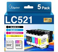 Uiprint LC521 LC521XL Cartouche d'encre Compatible pour Brother LC521VAL