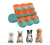 UIQELYS Bottes d'été chaudes pour chien - Chaussures en maille respirante avec protections de pattes antidérapantes qui restent en place pour les chiens de petite, moyenne et grande taille (orange vif