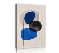 UIRINGART abstrait formes bleues et noires toile art mural moderne encadré photos affiches peinture œuvres d’art impressions pour salon bureau à domicile décor 75x120cm