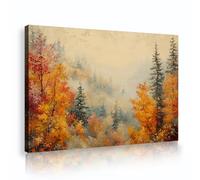 UIRINGART Art mural en toile brume de la forêt d’automne grandes images tirages d’œuvres d’art fresques modernes d’automne peinture murale pour salon chambre décoration du bureau à domicile 35x55cm