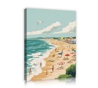 UIRINGART Décor vintage de la toile de plage Art mural Ambiance estivale côtière Impressions murales Océan Bord de mer Affiche rétro pour la décoration du salon 45x70cm