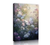 UIRINGART Élégante toile de papillon Art mural Images florales de la nature Tirages d’œuvres d’art Fresque Affiche de jardin de rêve Décoration du salon 70x110cm