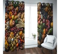 UIRINGART Ensemble de Rideaux occultants Style Ferme Motifs de Fruits et légumes pour Aliments œillet Rideaux de fenêtre pour Animaux dans Le Salon Chambre 2 Panneaux B168xH180cm
