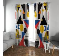 UIRINGART Géométrie Abstraite Rideaux occultants pour Bureau Formes colorées Motifs Audacieux Protection de la Vie privée Rideaux de fenêtre en œillets pour Le Salon 2 Panneaux B140xH210cm