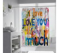 UIRINGART Je t'aime Beaucoup Rideau Douche Graffiti Salle Bain 180x180cm