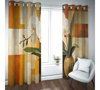 UIRINGART Natures mortes en vitrine d’Art Unique avec Vase et Motifs Floraux Blancs à œillets thermiquement isolés pour la nurserie 2 Panneaux B132xH245cm